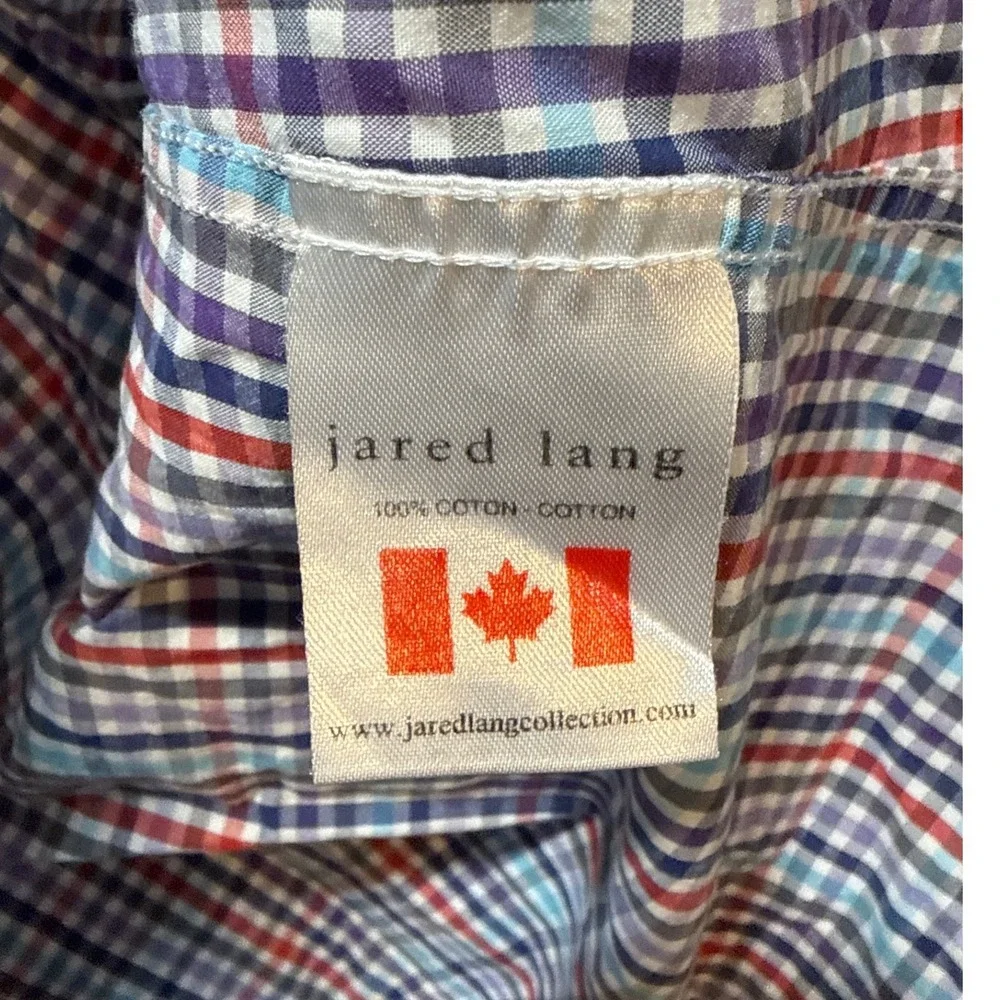 Jared‎ Lang Mens 2XL Plaid Long Sleeve Button Down Shirt Cotton Casual